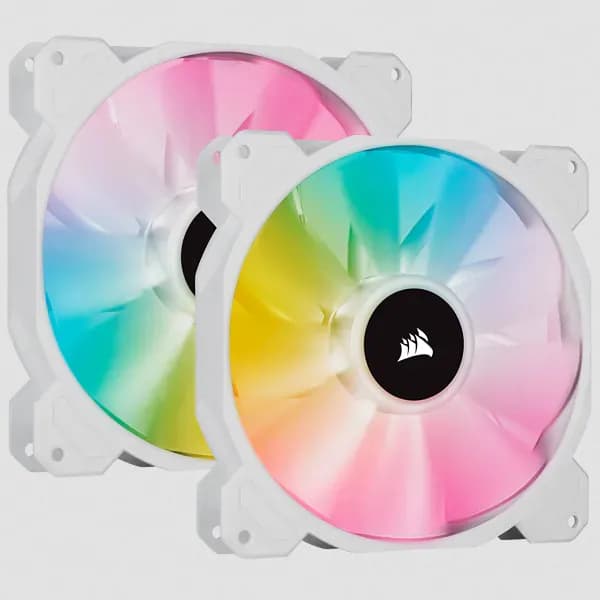 Corsair SP140 RGB ELITE, 140 mm, PWM, hydraulinen laakeri, RGB -tuuletinsarja, 2 kpl, valkoinen