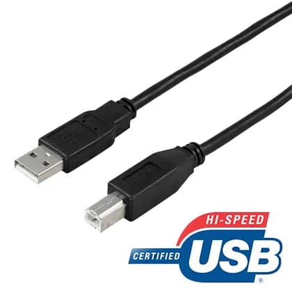 Deltaco USB-A – USB-B -kaapeli, 0,5 m, musta