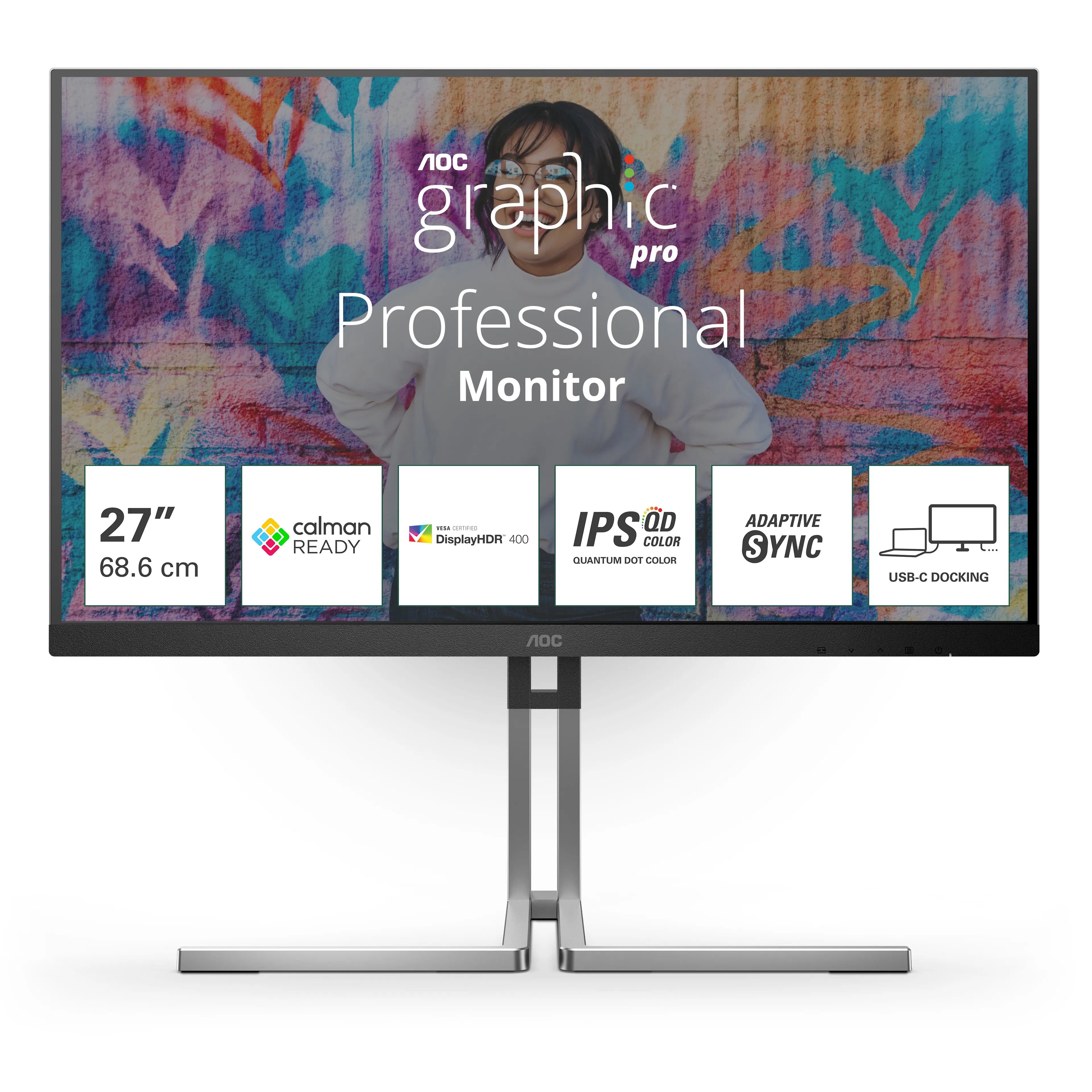 AOC Q27U3CV 27" QHD, IPS Quantum Dot -näyttö, USB-C hub