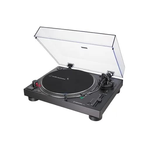 Audio-Technica AT-LP120X-USB BK -suoravetoinen ammattilevysoitin AT-VM95E-äänirasialla, musta