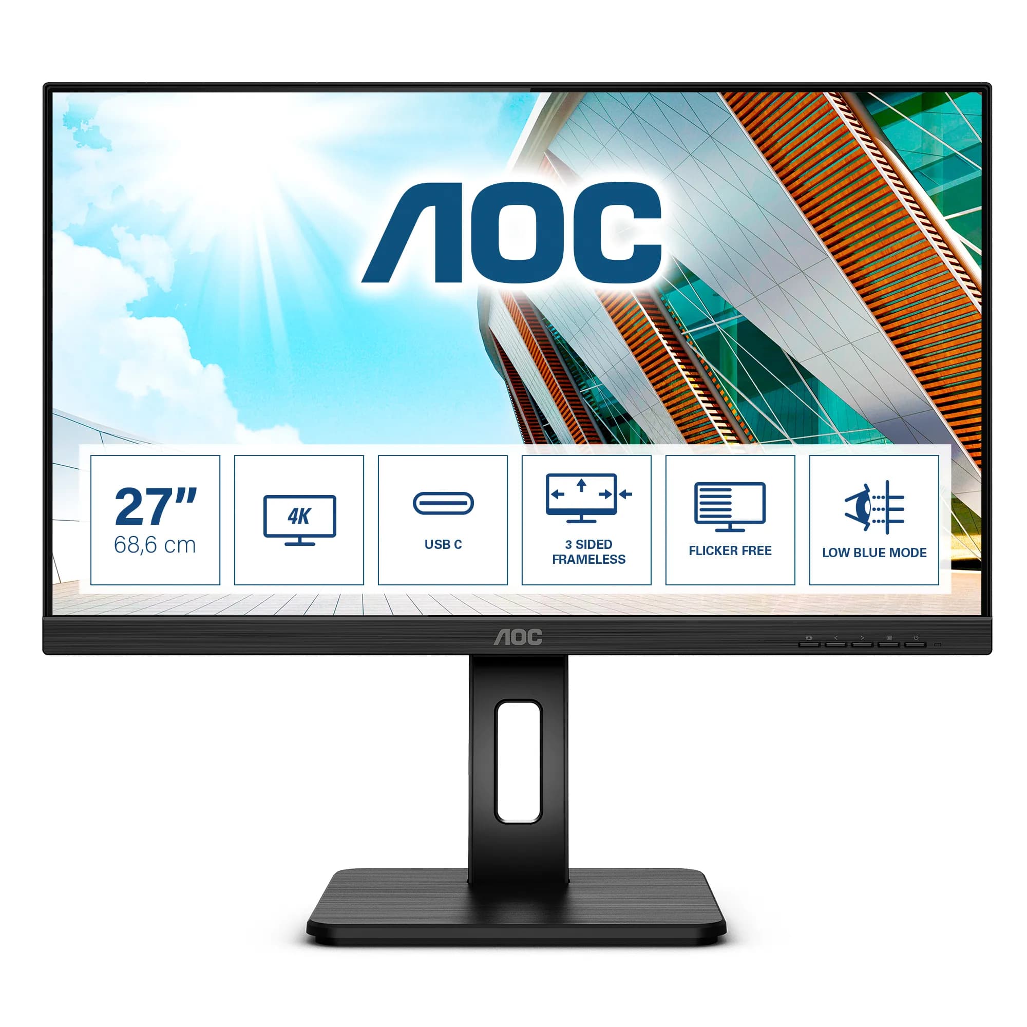 AOC U27P2CA 27" 4K UHD, IPS -näyttö, USB-C hub