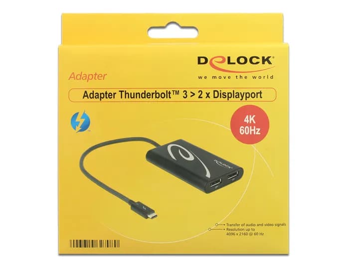 DeLock 62708 Adapter Thunderbolt 3 male to 2xDisplayport female 4K