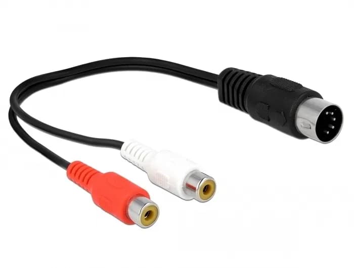 DIN Cable diode plug 5 pin to 2 x RCA female 20 cm