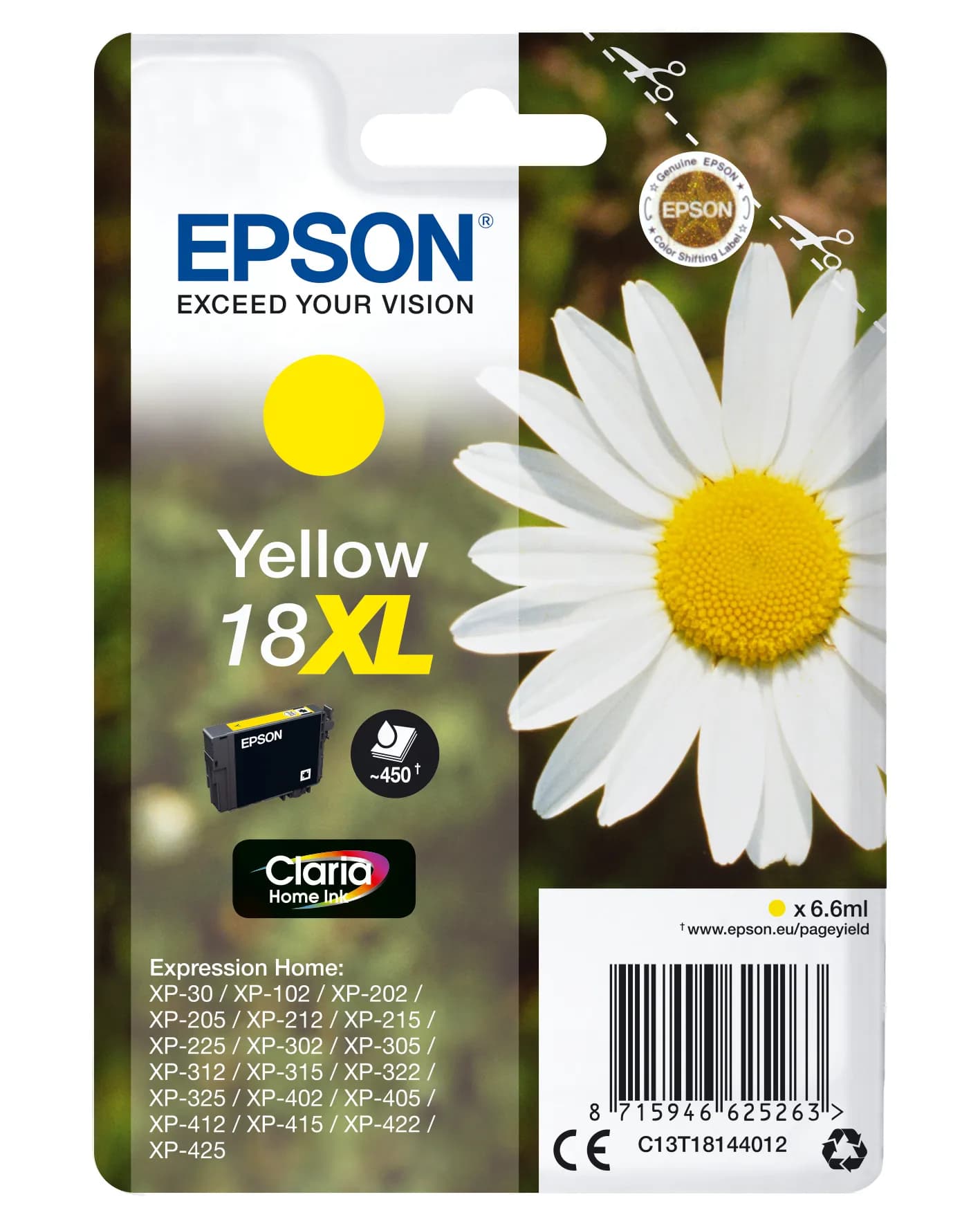 Epson 18XL-mustekasetti, 6.6 ml, keltainen