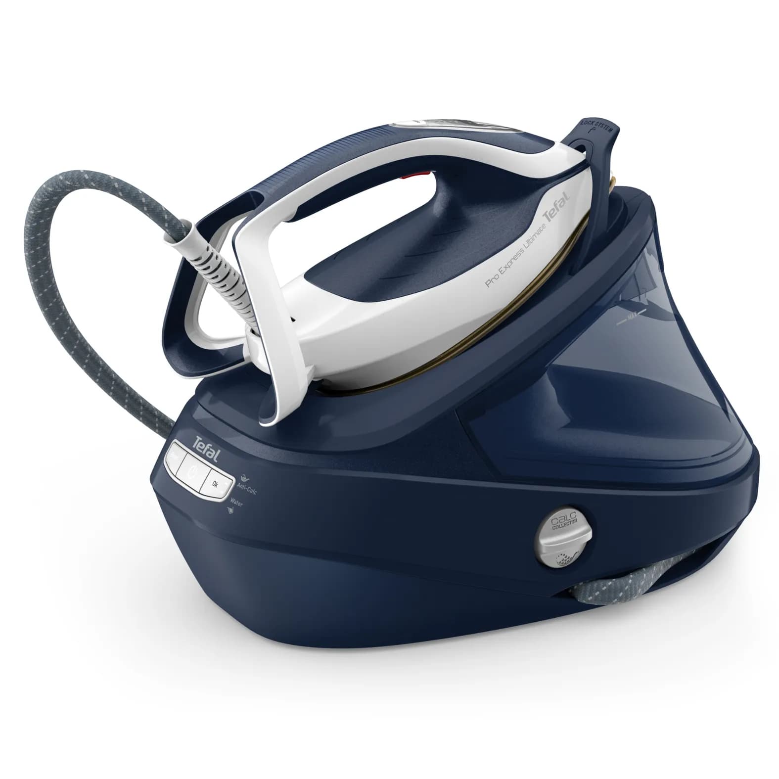 Tefal Pro Express Ultimate II GV9720 -höyrysilityskeskus, 3000 W, 8 bar, 1,2 l, sininen/valkoinen