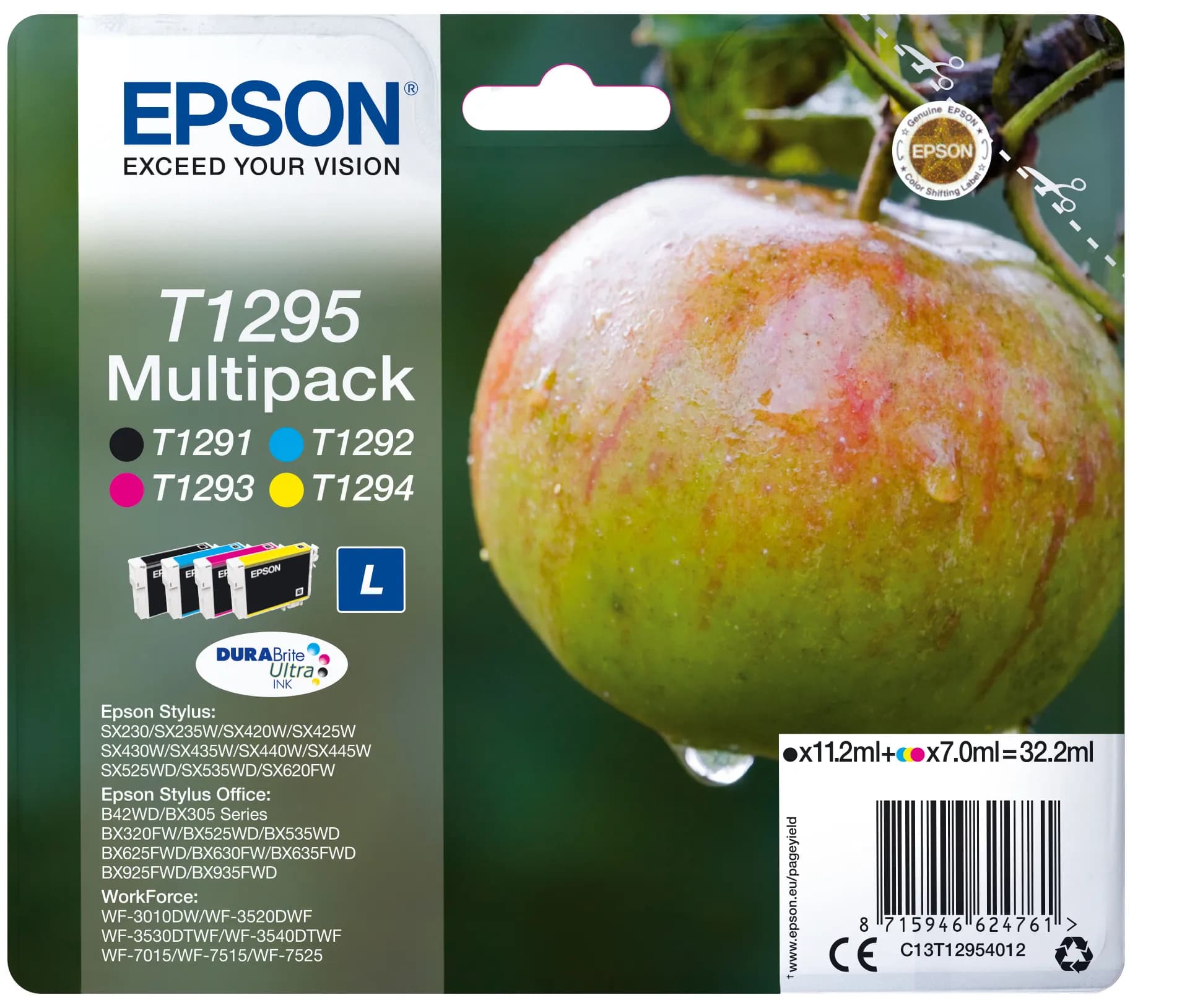 Epson T1295-mustekasettipakkaus, monivärinen