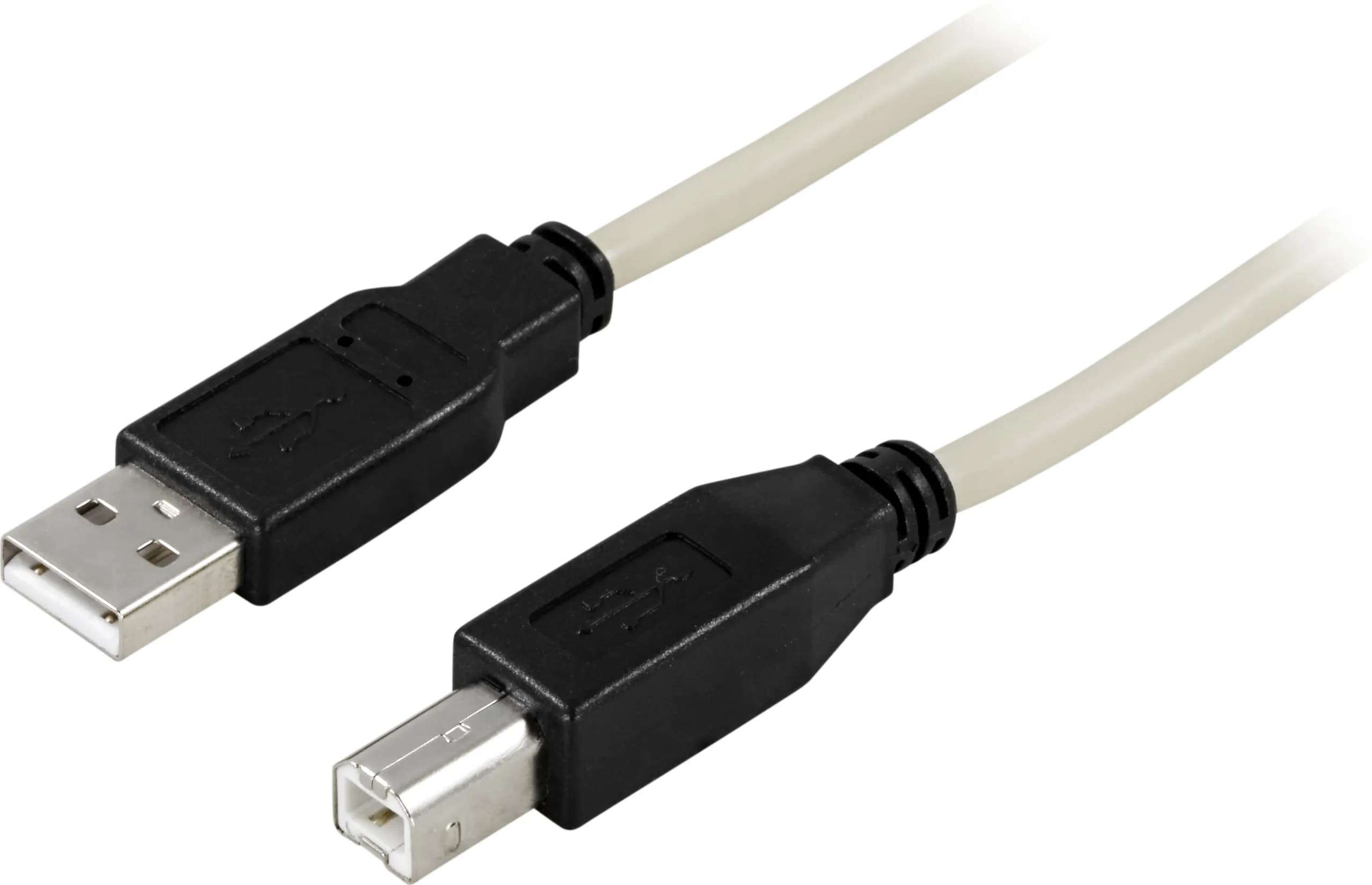 Deltaco USB-250 USB 2.0 USB-A – USB-B -kaapeli, 5 m, harmaa/musta