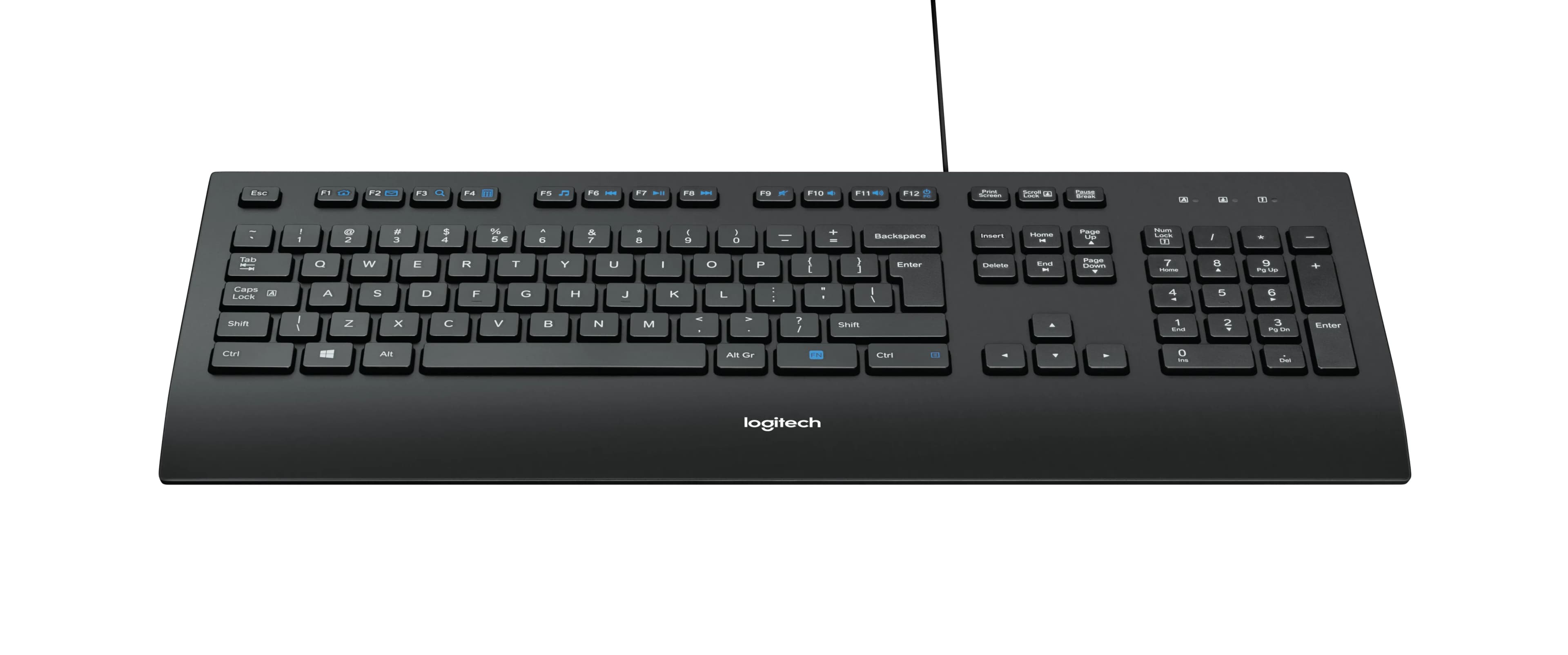 Logitech Corded K280e -ergonominen näppäimistö, musta