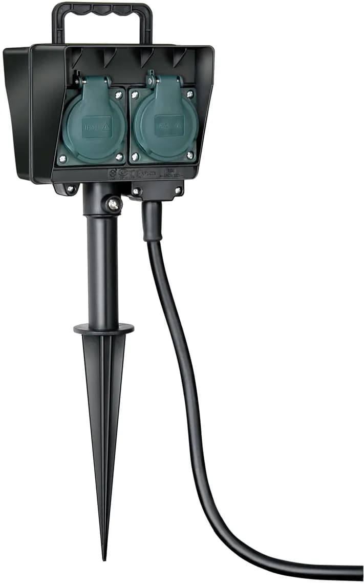 Brennenstuhl Virtapaneeli, 2xCEE 7/4, 1x CEE 7/7, 1,5m kaapeli, IP44, musta/vihreä