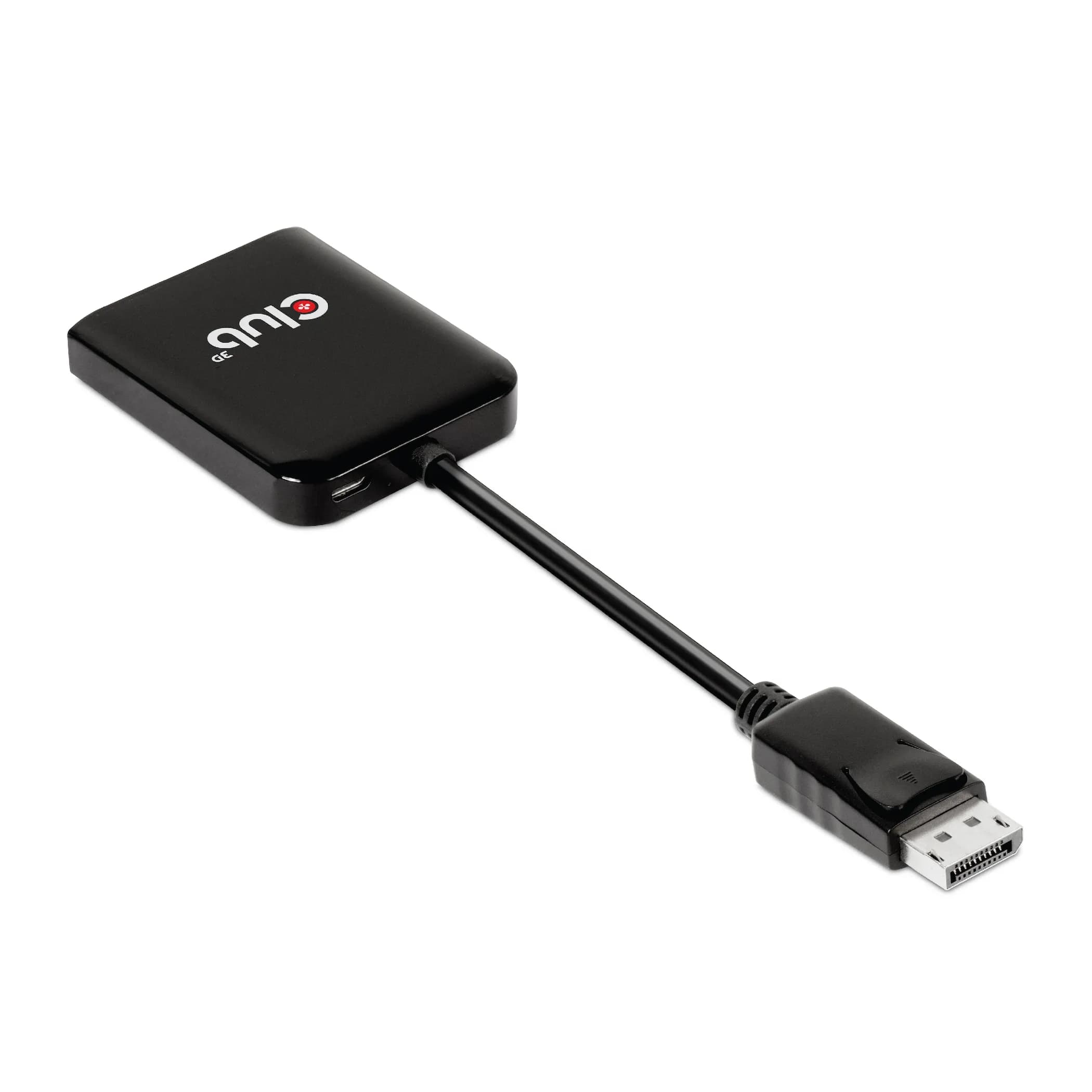 Club 3D Multi Stream Transport Hub DisplayPort 1.4 - 2x DisplayPort 4K 60Hz -sovitin, Musta