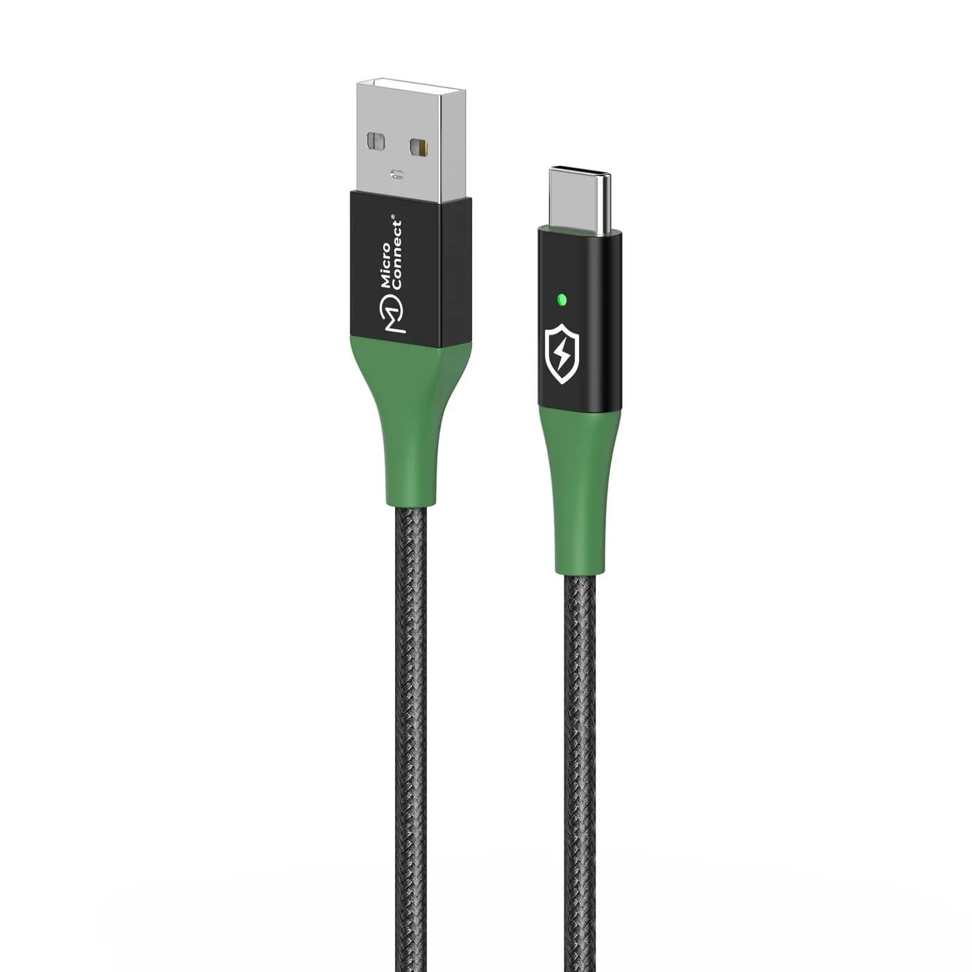 MicroConnect Smart Charge USB-A – USB-C -kaapeli, 2 m, musta/vihreä