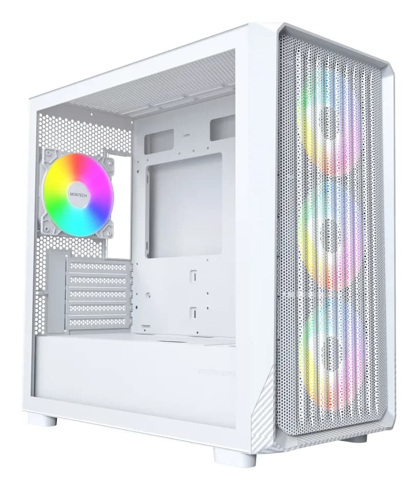 Montech X5M -micro-ATX-kotelo RGB-valaistuksella, musta/valkoinen