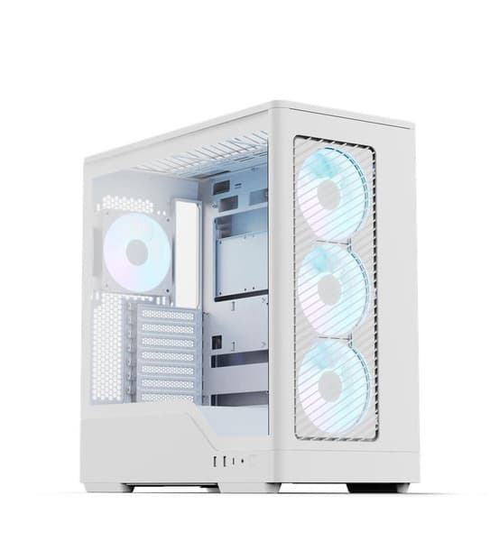 Aerocool D520A -miditornikotelo RGB-valaistuksella, valkoinen