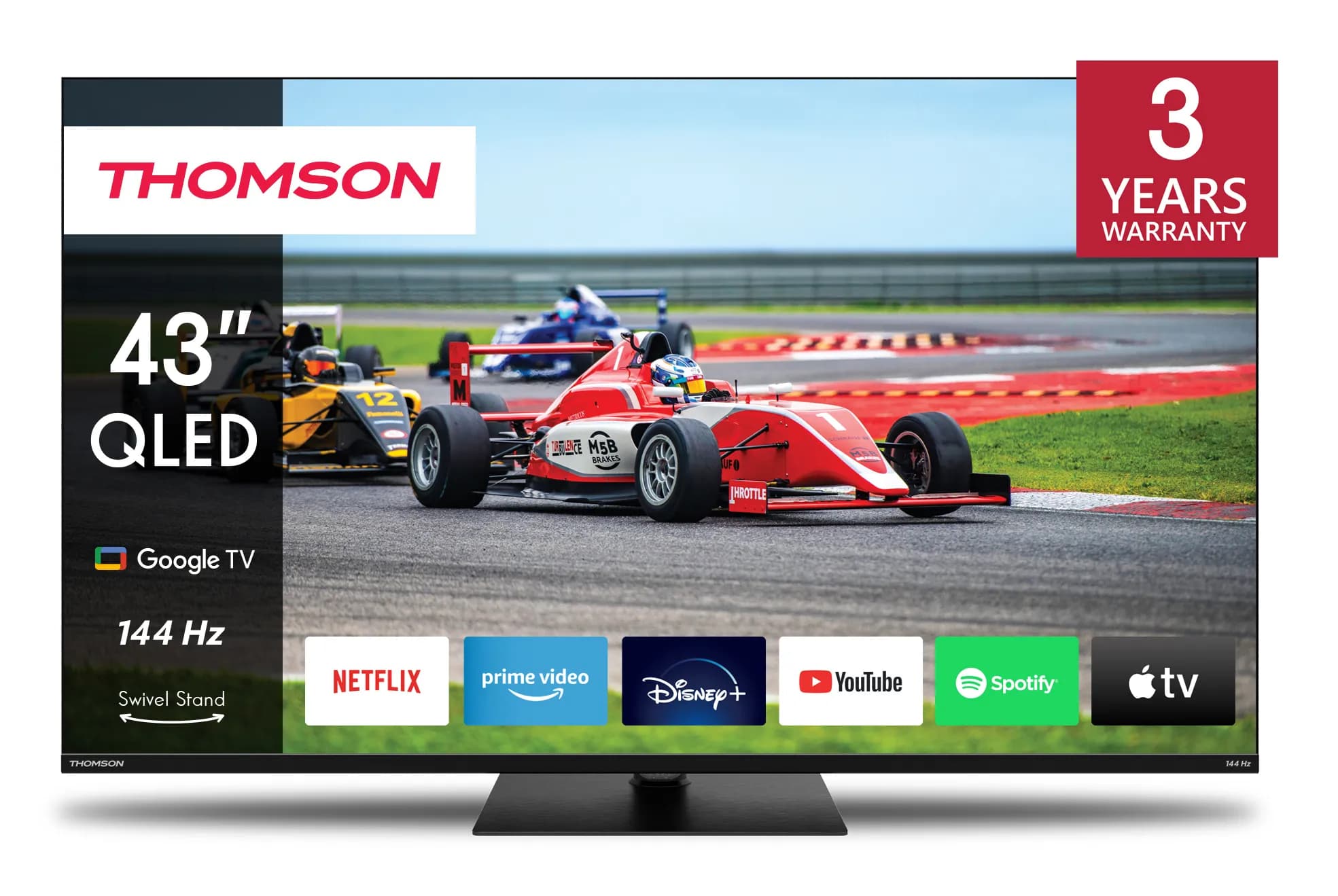 Thomson QLED Pro 43" 4K Google TV, 144 Hz, HDR10, Dolby Vision