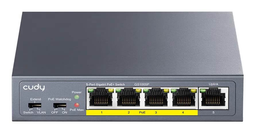 Cudy GS1005P 5-porttinen Gigabit POE+ 60W -verkkokytkin