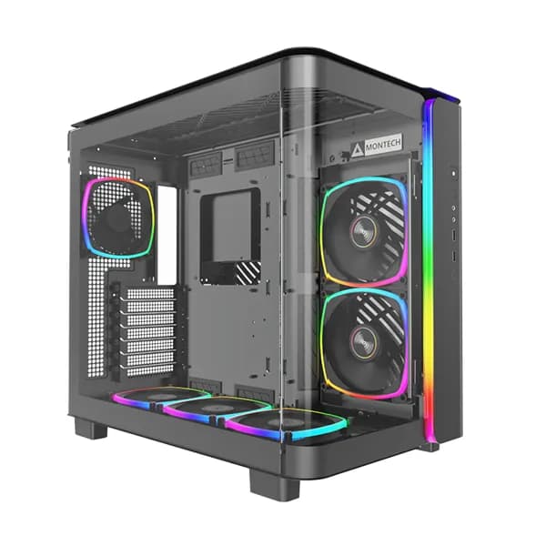 MONTECH KING 95 PRO -miditornikotelo ikkunalla, RGB-valaistuksella, musta