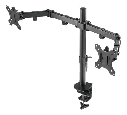 DELTACO GAM-040 -pöytäteline kahdelle näytölle 13-32", mekaanisella jousella, 16 kg, musta