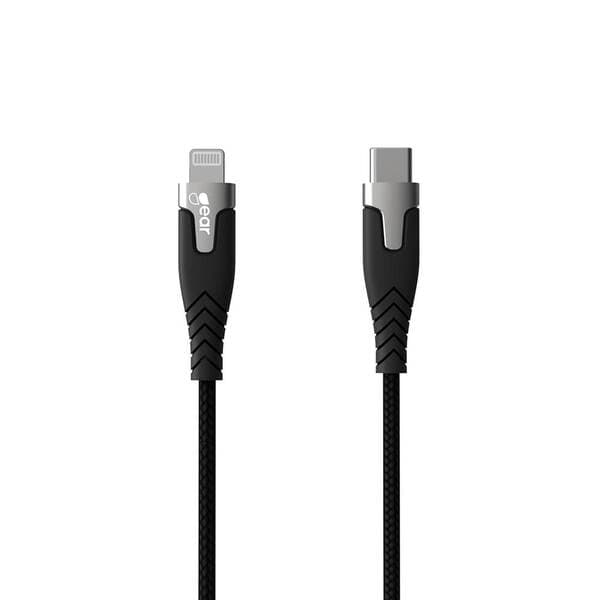 Gear PRO Kevlar USB-C – Lightning -kaapeli, 1,5 m, musta
