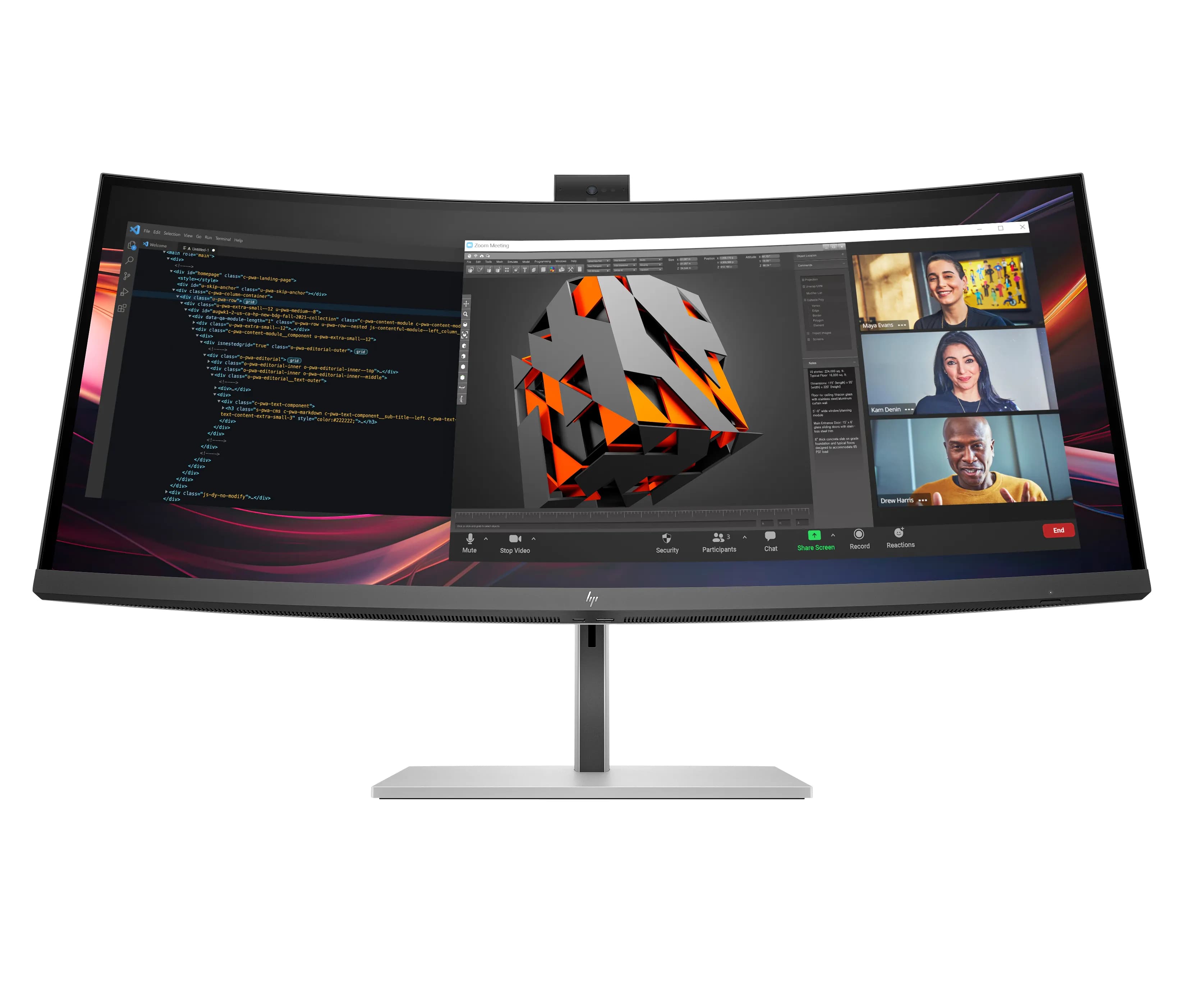 HP Series 7 Pro 734pm 34" UWQHD, IPS -kaareva näyttö, Thunderbolt 4 hub