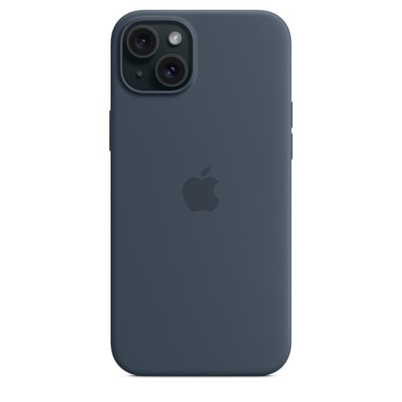 Apple iPhone 15 Plus, MagSafe -silikonikuori, Myrskynsininen