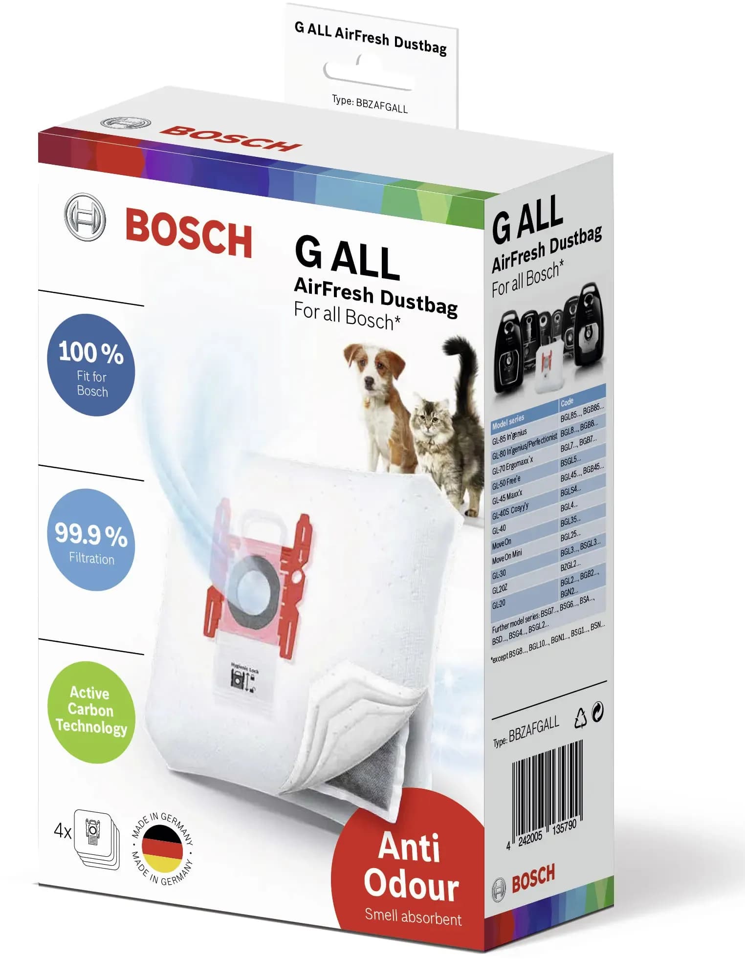 Bosch AirFresh BBZAFGALL 4-pack -pölypussit