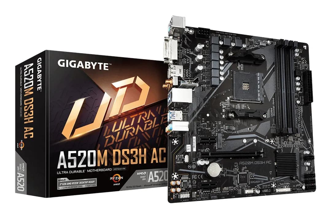 Gigabyte A520M DS3H AC AM4 mATX -emolevy