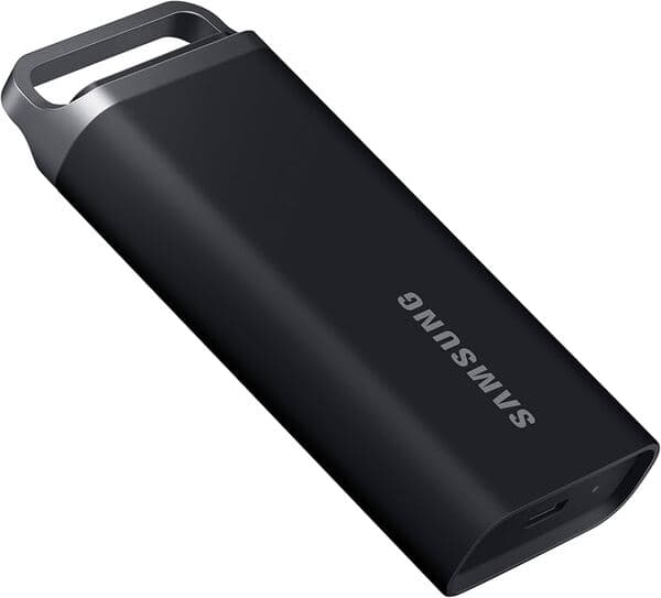 Samsung T5 EVO 8 Tt USB 3.2 Gen 1 (USB-C) -ulkoinen SSD, kannettava, laitteistosalaus, salasanasuojaus, iskunkestävä, pelikäyttöön, musta