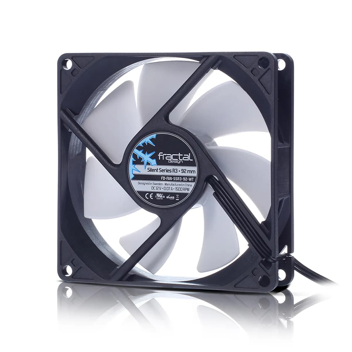 Fractal Design Silent Series R3 -kotelotuuletin 92 mm - Musta/Valkoinen