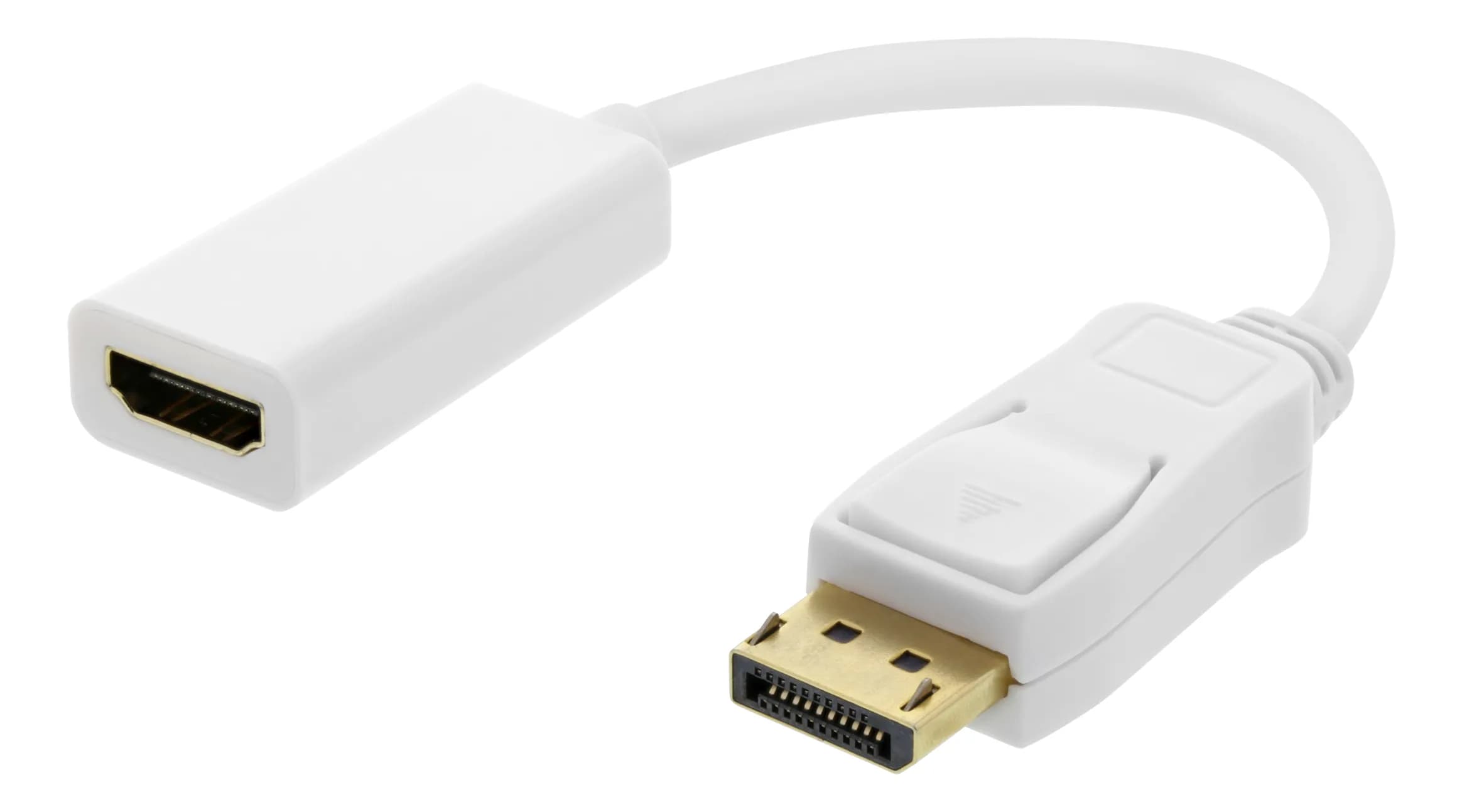 Deltaco DisplayPort / HDMI -sovitin, 0,2 m, valkoinen