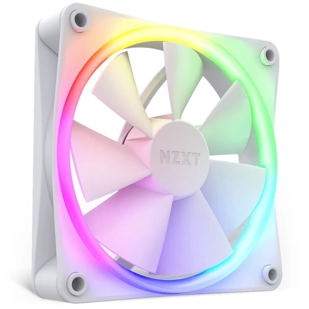 NZXT F120 RGB 120 mm PWM-kotelotuuletin 3 kappaleen pakkaus RGB-ohjaimella - Valkoinen