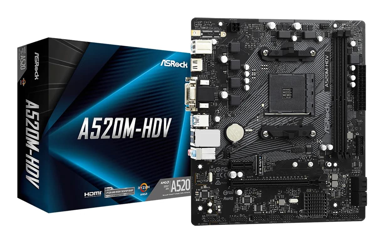 ASRock A520M-HDV AM4 mATX -emolevy