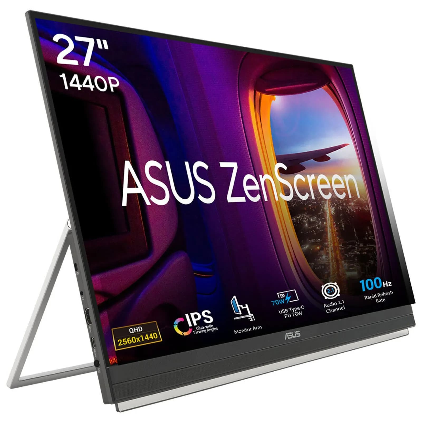Asus ZenScreen MB27ACF 27" QHD, IPS -kannettava näyttö, USB-C hub