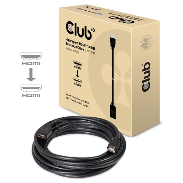 CLUB 3D CAC-1320 HDMI 2.0 -kaapeli, jossa Ethernet, 5 m, musta