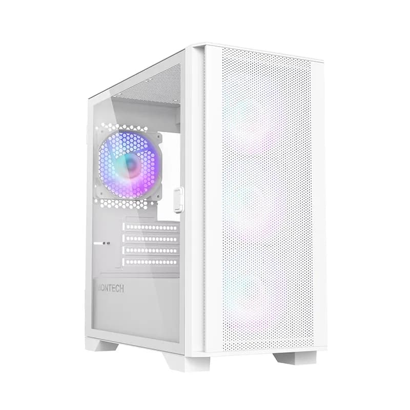 Montech AIR 100 ARGB -micro-ATX-kotelo ikkunalla ja RGB-valaistuksella, valkoinen