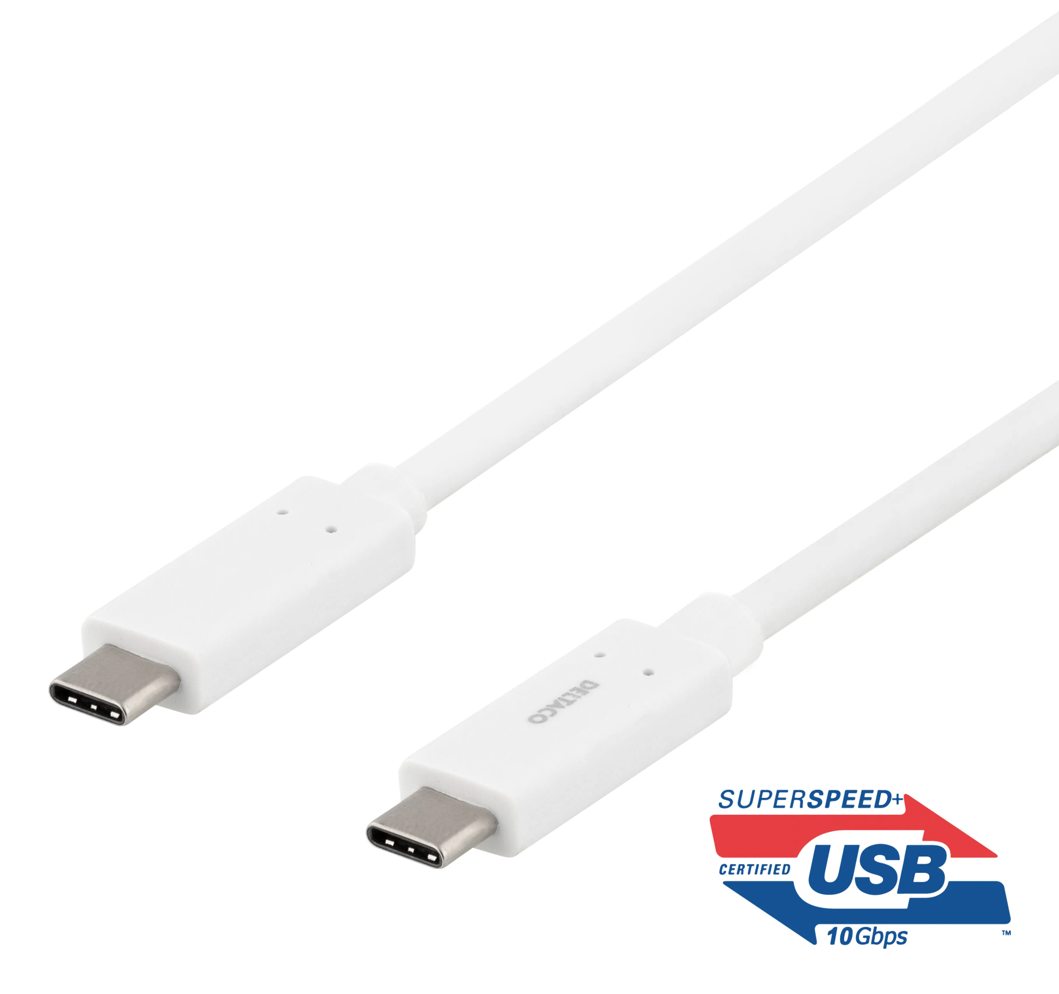 Deltaco USBC-1126M USB-C -kaapeli, 60 W, 0,5 m, valkoinen