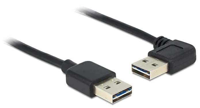 DeLOCK USB-A -kaapeli, käännettävä, kulmaliitin, 1 m, musta