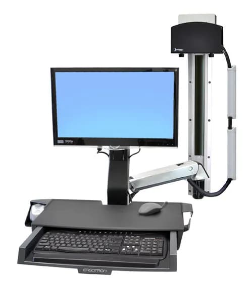 Ergotron StyleView Sit-Stand Combo System with Worksurface and Small Black CPU Holder - Asennuspakkaus ( kahva, CPU-pidike, hiiren pidike, 2 johtopeit