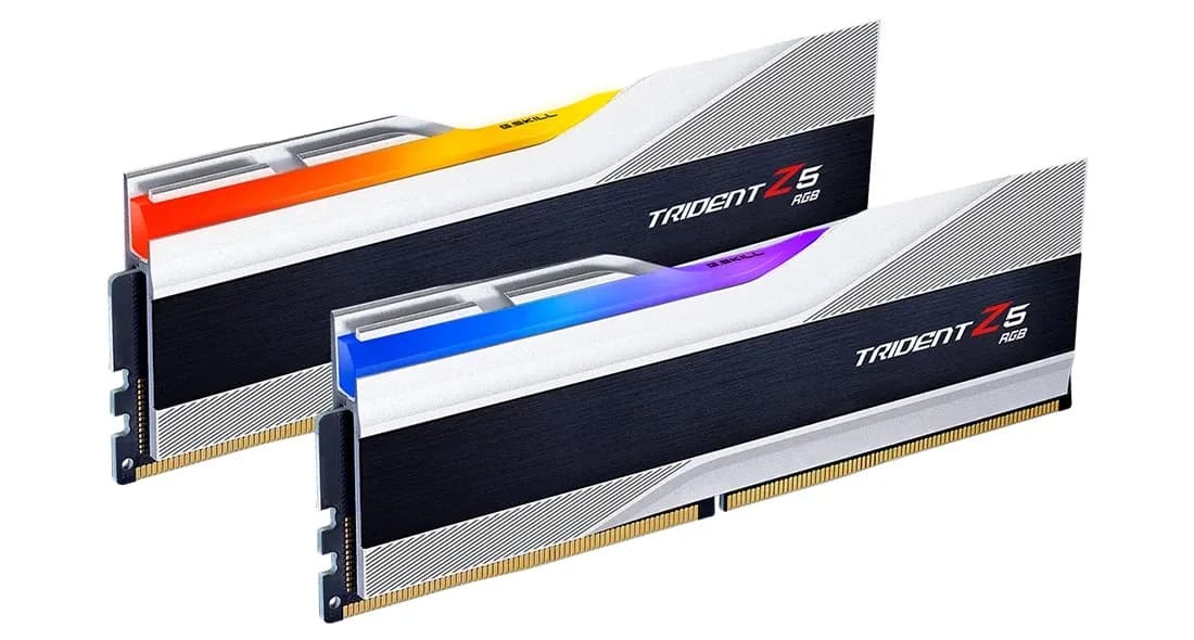 G.SKILL Trident Z5 RGB 64 Gt (2 x 32 Gt) DDR5 6400 MHz, CL32 -muisti, hopea (XMP)