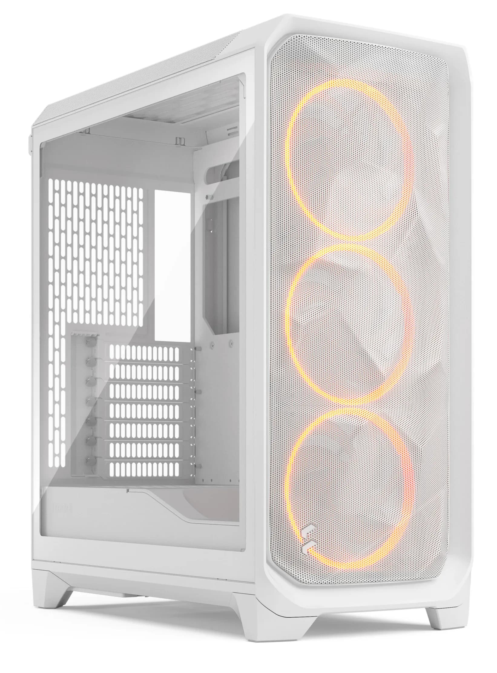 Fractal Design Meshify 3 -miditornikotelo RGB-valaistuksella ja läpinäkyvällä ikkunalla, valkoinen