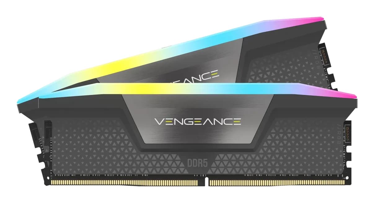 Corsair VENGEANCE RGB 32 Gt (2 x 16 Gt) DDR5 6000 MHz, CL38 -muisti, harmaa (XMP/EXPO)