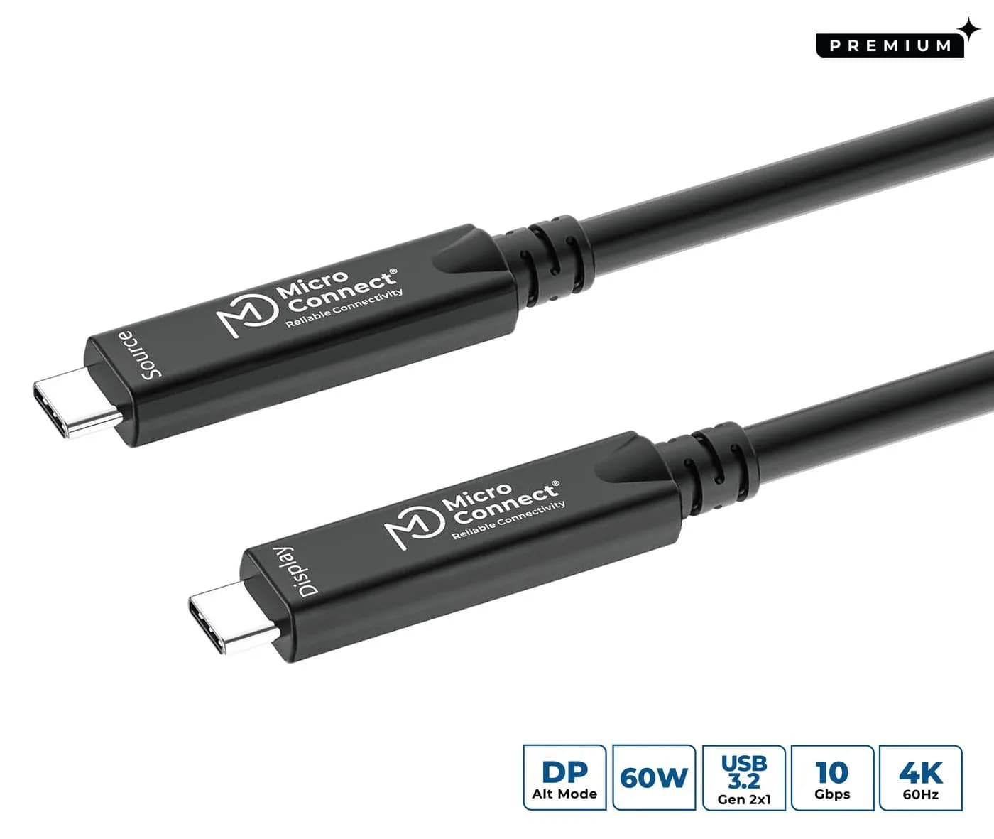 MicroConnect MC-USB3.2CC15-8K-OP USB-C -kuitukaapeli, 40 W, 15 m, musta