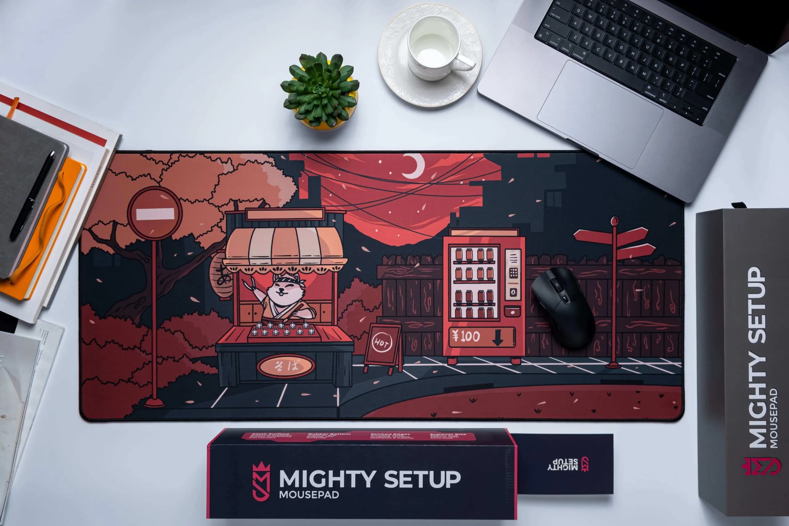 Mighty Setup Junkatsu Sutando -pelihiirimatto, 900x400 mm, punainen/musta