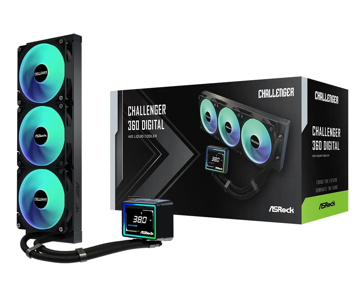 ASRock Challenger Digital 360mm ARGB -nestejäähdytin, musta