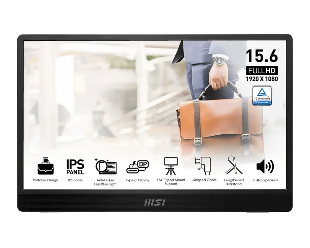MSI PRO MP161 E2 15.6" Full HD, IPS -kannettava näyttö, USB-C hub
