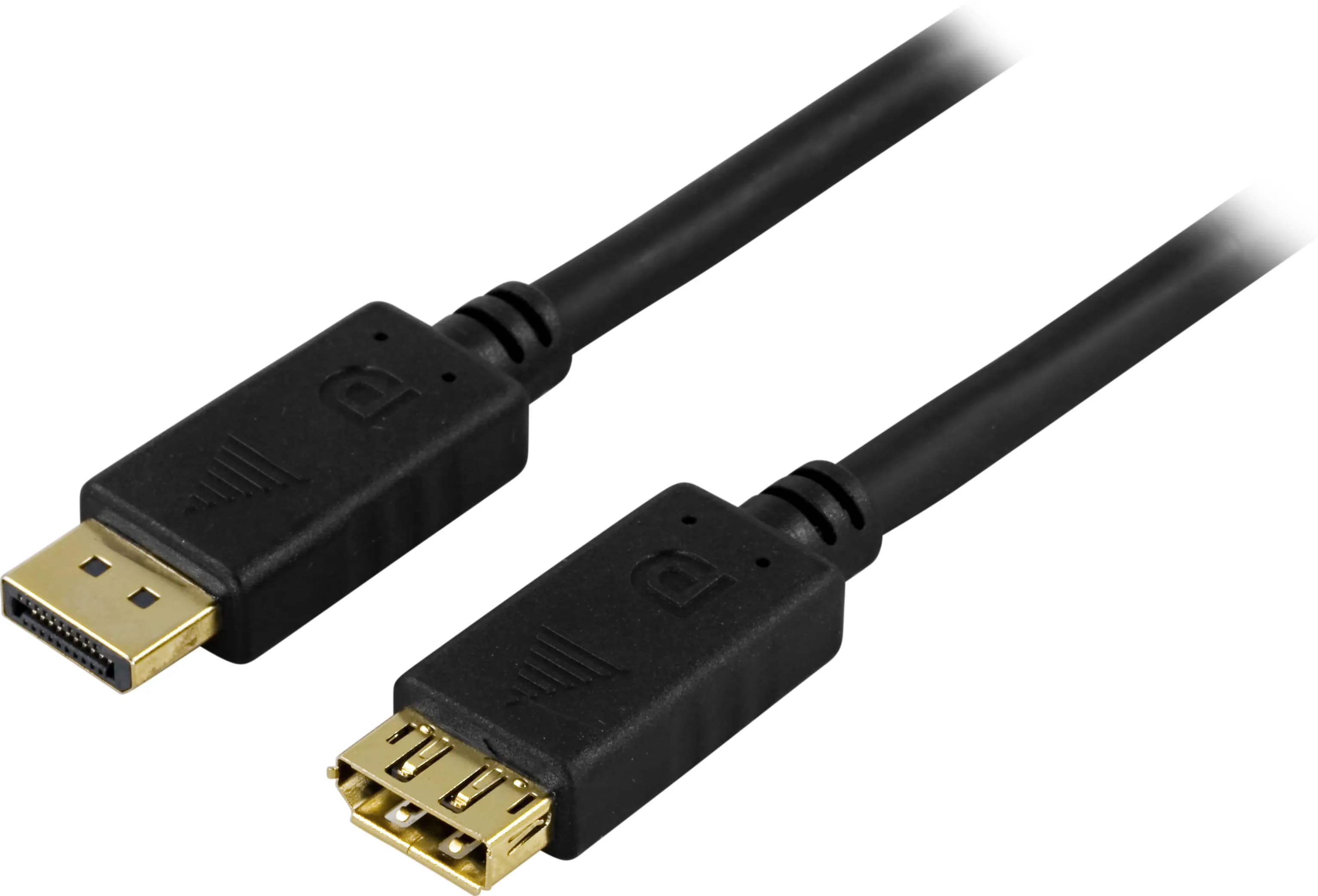 Deltaco DisplayPort 1.2 -jatkokaapeli, jossa 4K, 1 m, musta