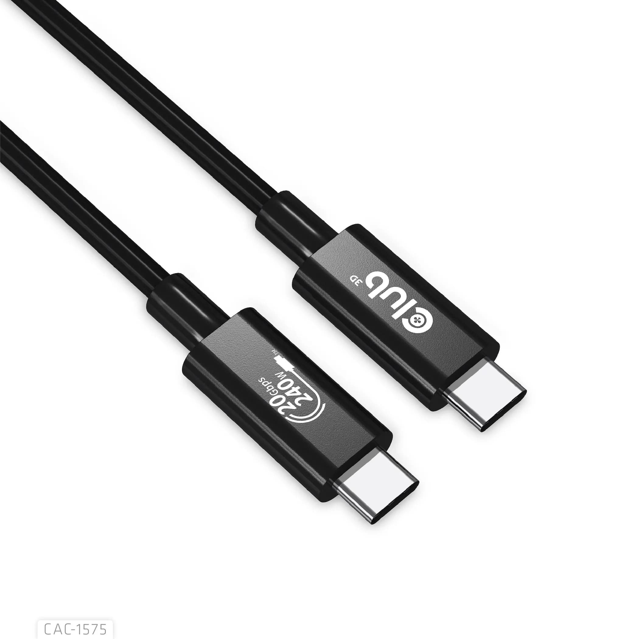 Club 3D CAC-1575 USB4 Gen 2x2 USB-C -kaapeli, 240 W, 2 m, musta