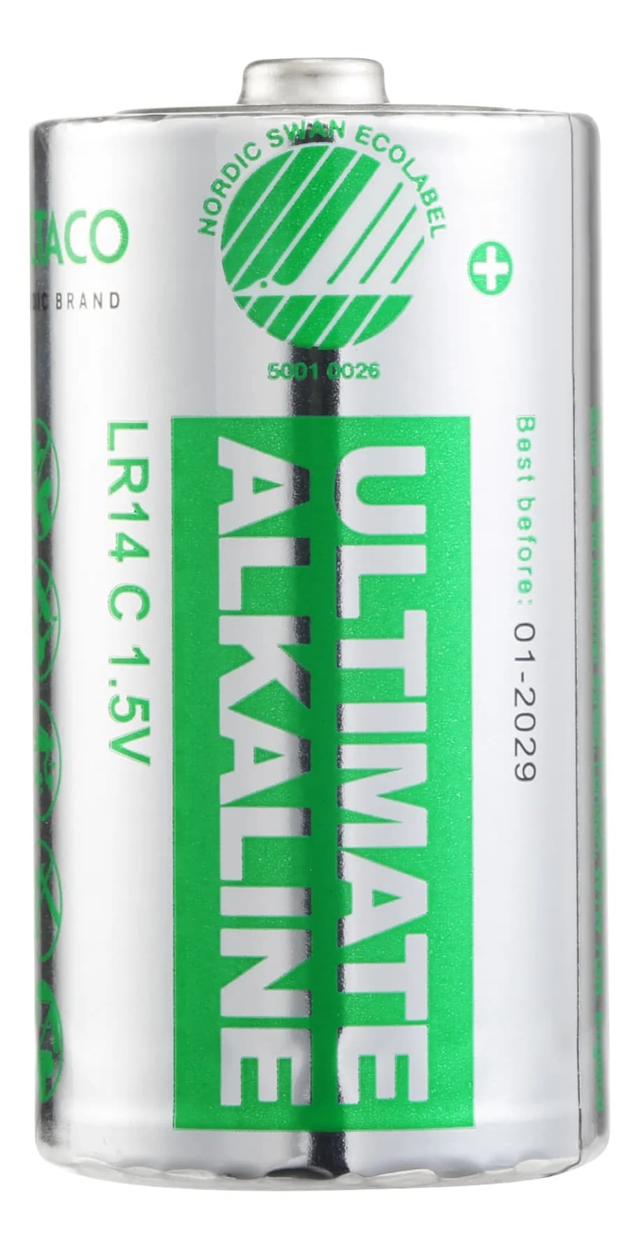 DELTACO Ultimate Alkaline batteries, LR14/C size, 10-pack bulk