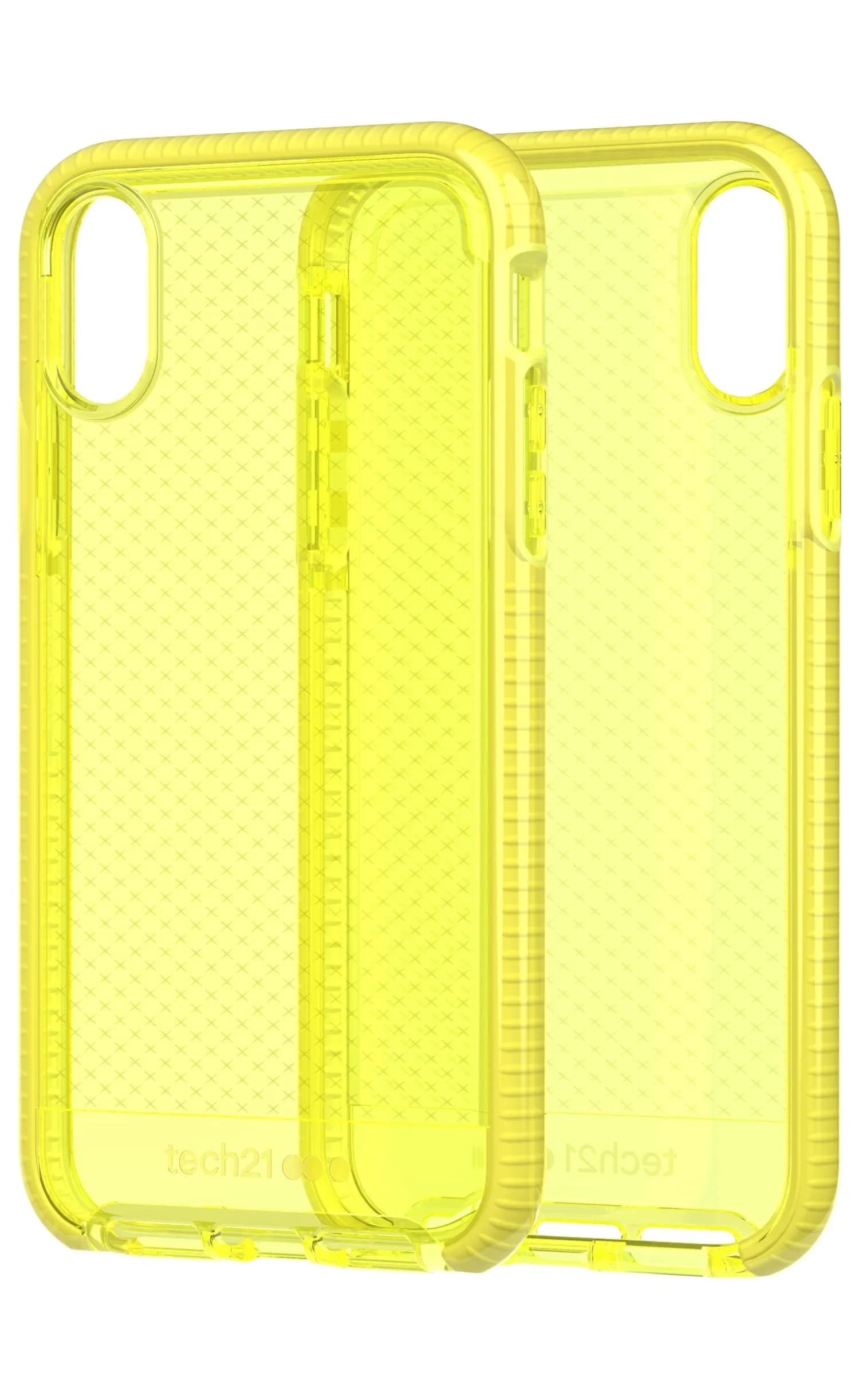 Tech21 Evo Check, iPhone XR -suojakuori, Neon Yellow