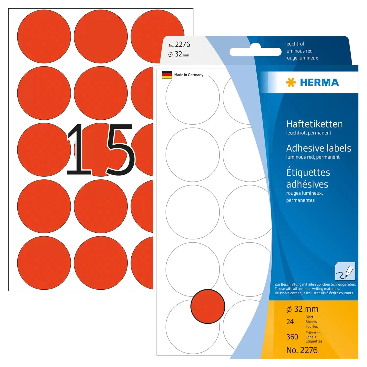 Herma label manual ø32 neon red (360)