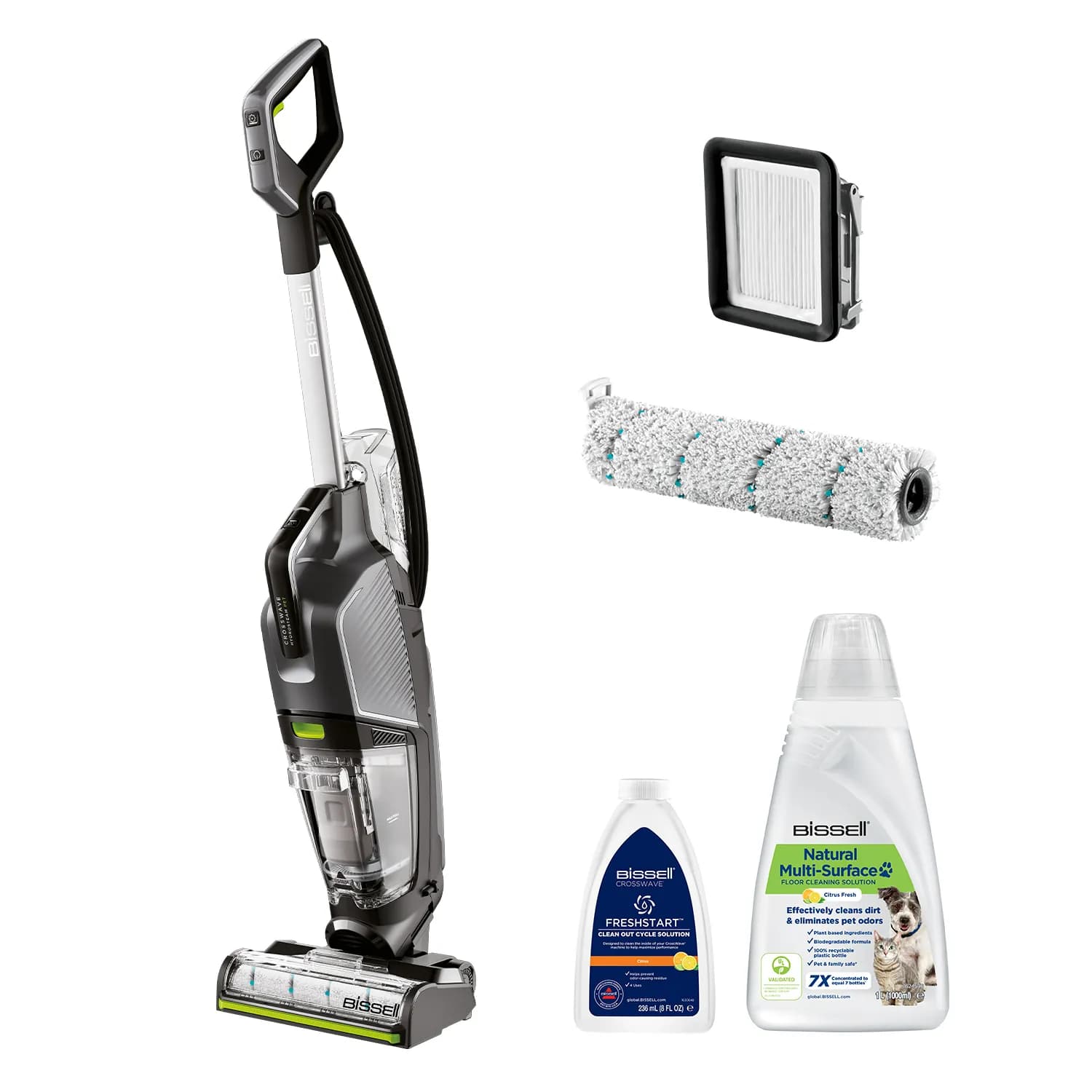 BISSELL CrossWave HydroSteam Pet Select 3527N -märkä-kuivaimuri, harmaa